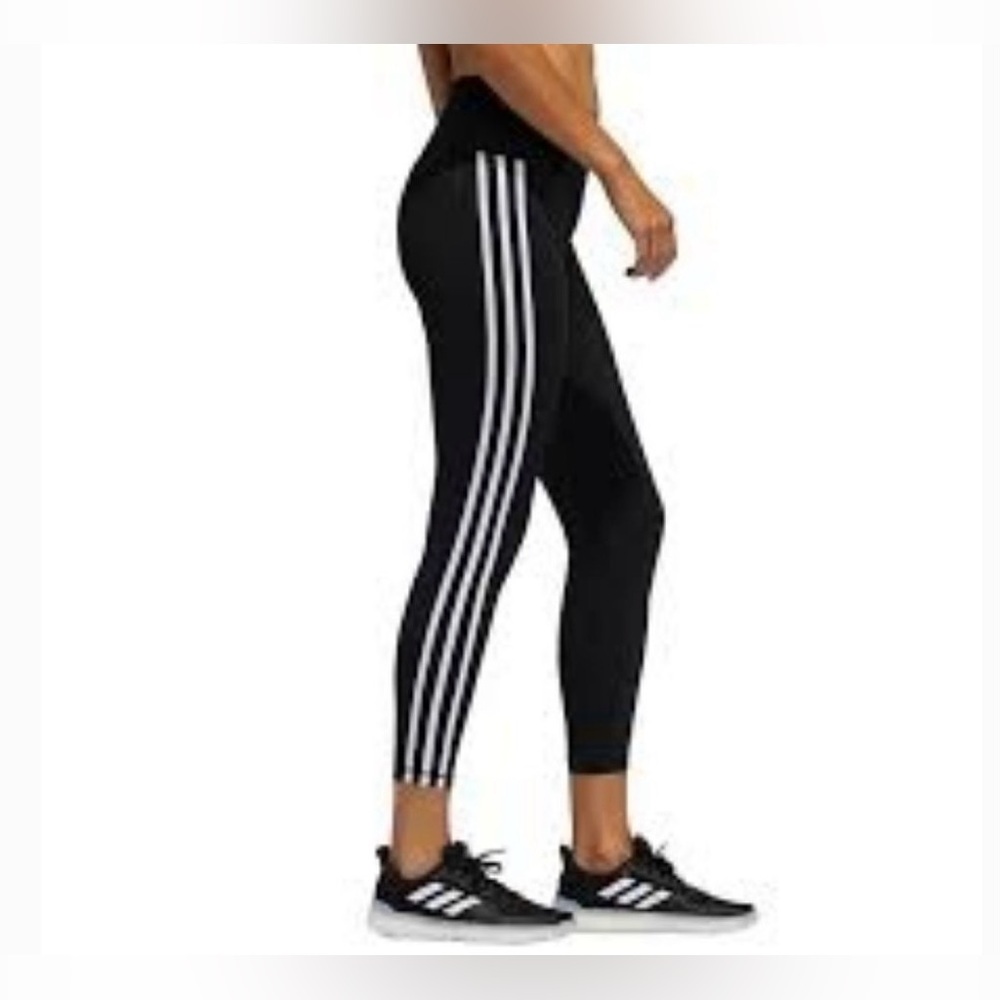 Adidas Aeroready Black White Striped Tights Running Walking Yoga Pilates